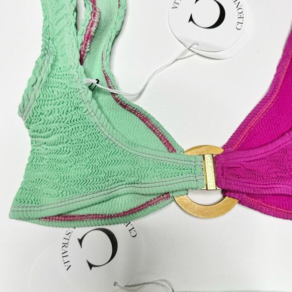 Cleonie The Oceania Bikini Crinkle Two Tone Pink & Mint Goddess One Size - Picture 6 of 9
